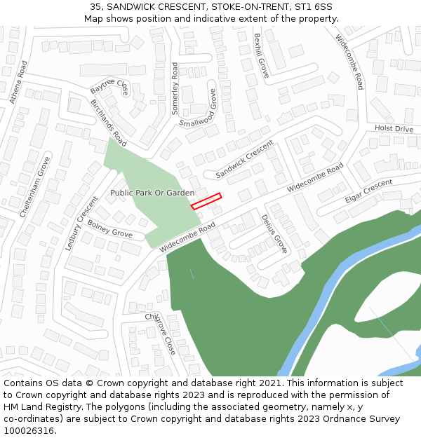 35, SANDWICK CRESCENT, STOKE-ON-TRENT, ST1 6SS: Location map and indicative extent of plot