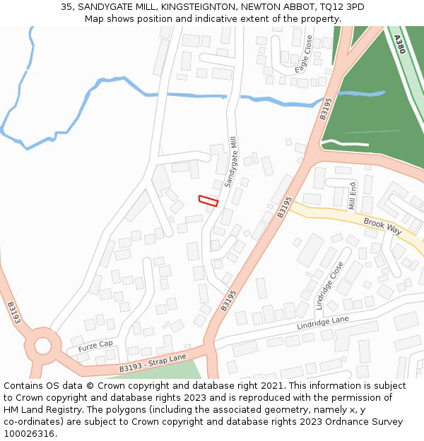 35, SANDYGATE MILL, KINGSTEIGNTON, NEWTON ABBOT, TQ12 3PD: Location map and indicative extent of plot