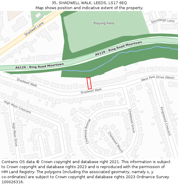 35, SHADWELL WALK, LEEDS, LS17 6EQ: Location map and indicative extent of plot