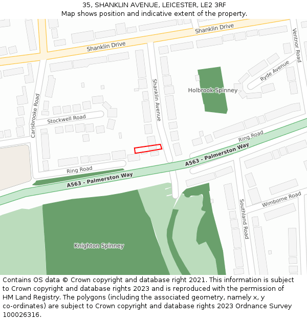 35, SHANKLIN AVENUE, LEICESTER, LE2 3RF: Location map and indicative extent of plot