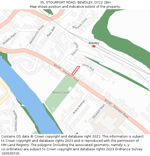 35, STOURPORT ROAD, BEWDLEY, DY12 1BH: Location map and indicative extent of plot