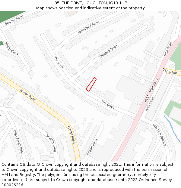 35, THE DRIVE, LOUGHTON, IG10 1HB: Location map and indicative extent of plot