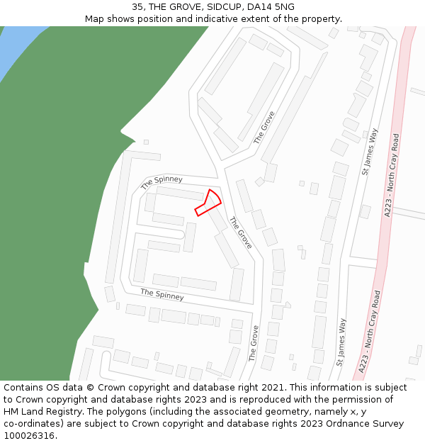 35, THE GROVE, SIDCUP, DA14 5NG: Location map and indicative extent of plot