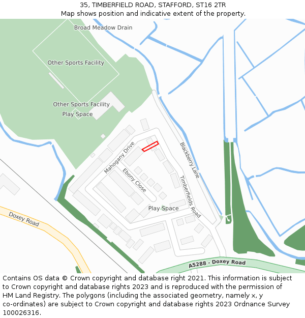 35, TIMBERFIELD ROAD, STAFFORD, ST16 2TR: Location map and indicative extent of plot