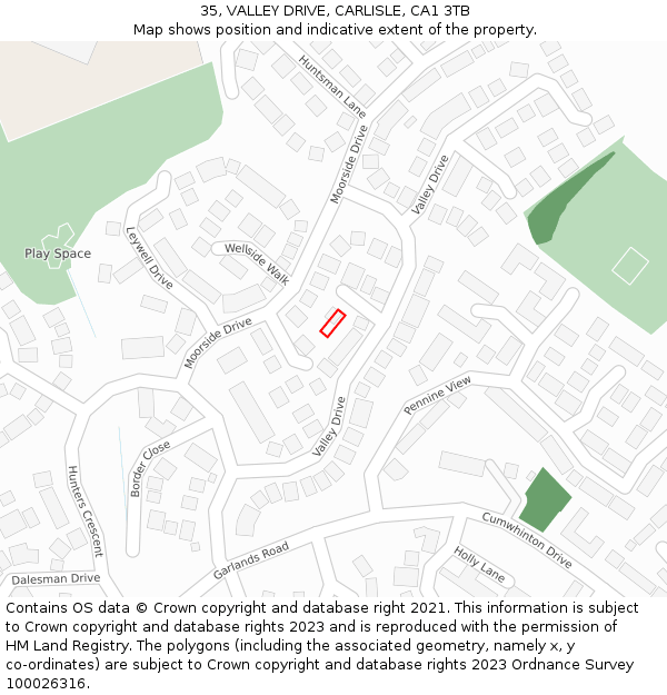 35, VALLEY DRIVE, CARLISLE, CA1 3TB: Location map and indicative extent of plot