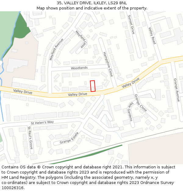 35, VALLEY DRIVE, ILKLEY, LS29 8NL: Location map and indicative extent of plot