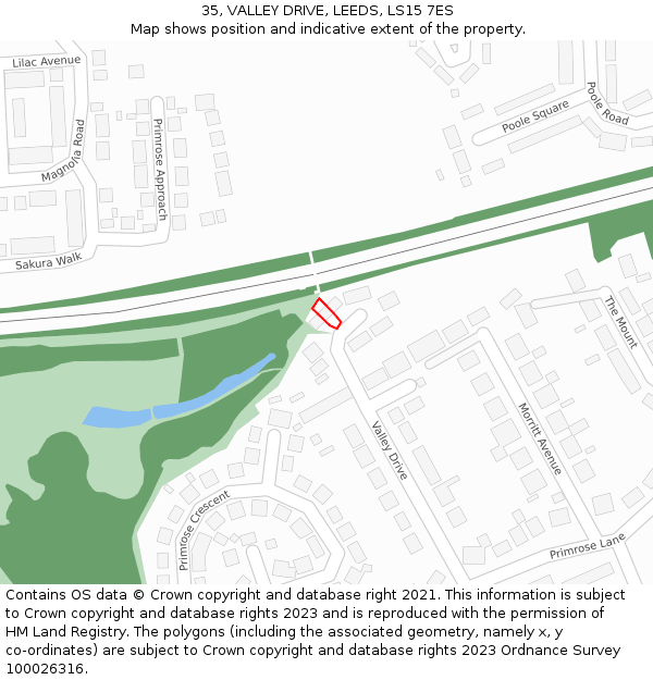 35, VALLEY DRIVE, LEEDS, LS15 7ES: Location map and indicative extent of plot