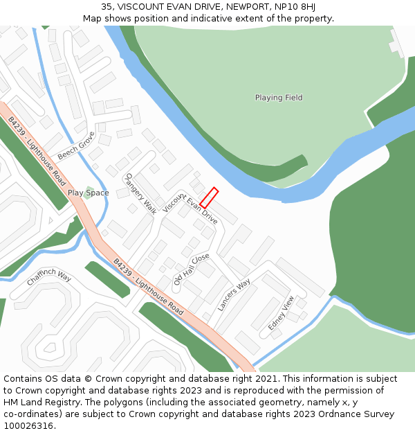 35, VISCOUNT EVAN DRIVE, NEWPORT, NP10 8HJ: Location map and indicative extent of plot
