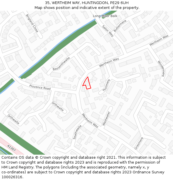 35, WERTHEIM WAY, HUNTINGDON, PE29 6UH: Location map and indicative extent of plot
