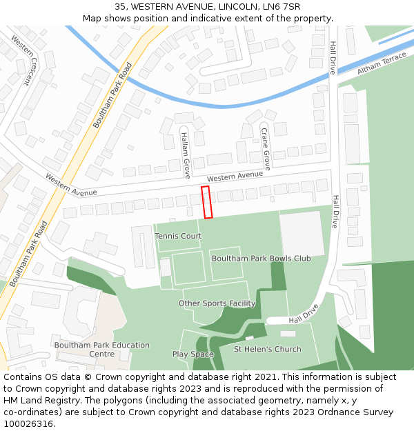 35, WESTERN AVENUE, LINCOLN, LN6 7SR: Location map and indicative extent of plot