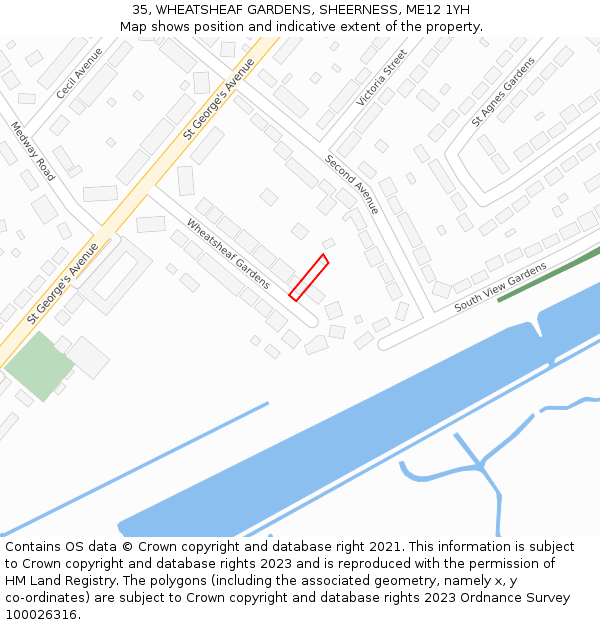 35, WHEATSHEAF GARDENS, SHEERNESS, ME12 1YH: Location map and indicative extent of plot