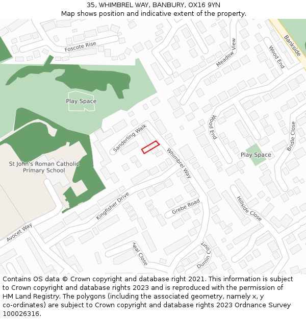 35, WHIMBREL WAY, BANBURY, OX16 9YN: Location map and indicative extent of plot
