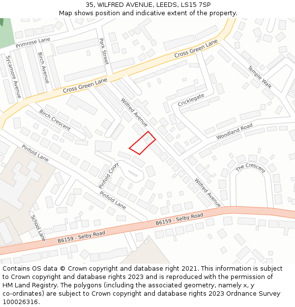 35, WILFRED AVENUE, LEEDS, LS15 7SP: Location map and indicative extent of plot