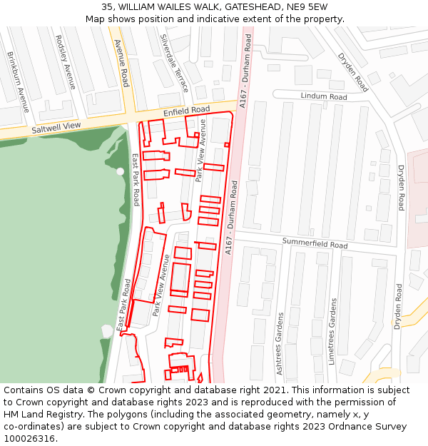 35, WILLIAM WAILES WALK, GATESHEAD, NE9 5EW: Location map and indicative extent of plot