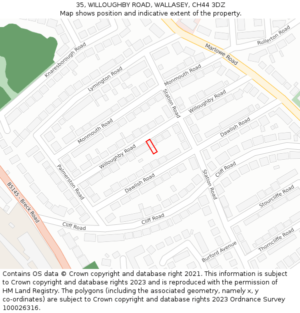 35, WILLOUGHBY ROAD, WALLASEY, CH44 3DZ: Location map and indicative extent of plot