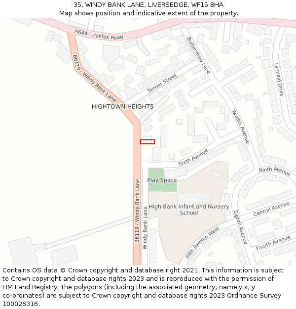 35, WINDY BANK LANE, LIVERSEDGE, WF15 8HA: Location map and indicative extent of plot
