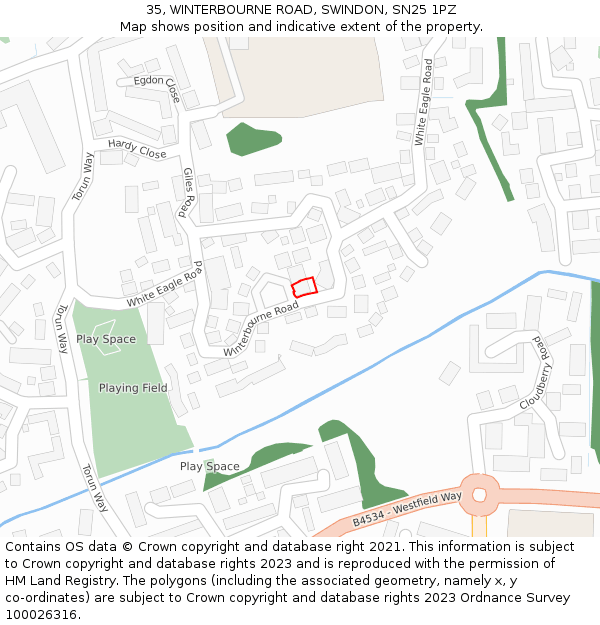 35, WINTERBOURNE ROAD, SWINDON, SN25 1PZ: Location map and indicative extent of plot