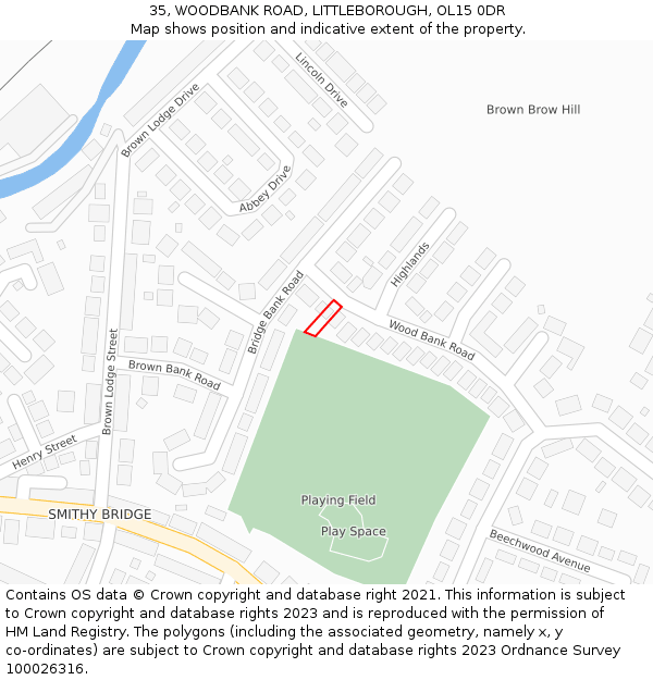 35, WOODBANK ROAD, LITTLEBOROUGH, OL15 0DR: Location map and indicative extent of plot