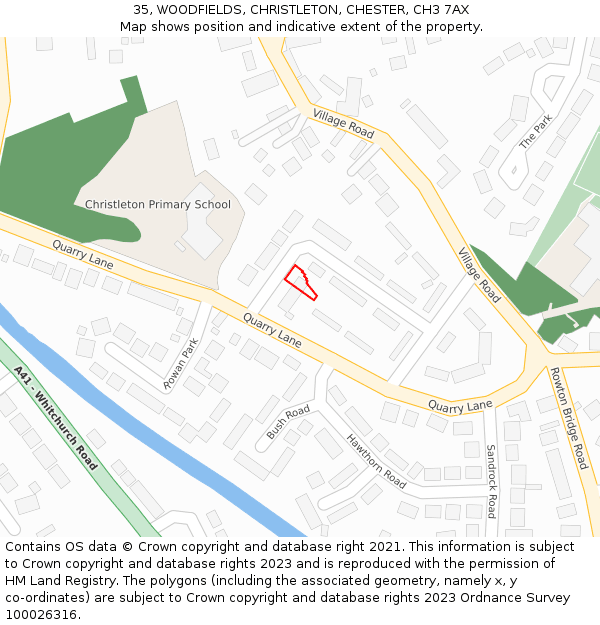 35, WOODFIELDS, CHRISTLETON, CHESTER, CH3 7AX: Location map and indicative extent of plot