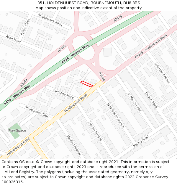 351, HOLDENHURST ROAD, BOURNEMOUTH, BH8 8BS: Location map and indicative extent of plot