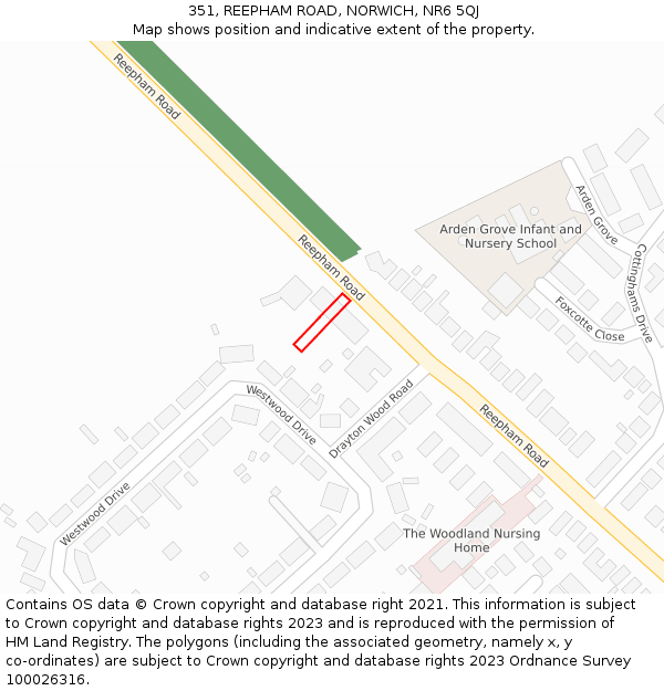 351, REEPHAM ROAD, NORWICH, NR6 5QJ: Location map and indicative extent of plot