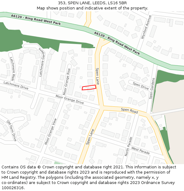 353, SPEN LANE, LEEDS, LS16 5BR: Location map and indicative extent of plot