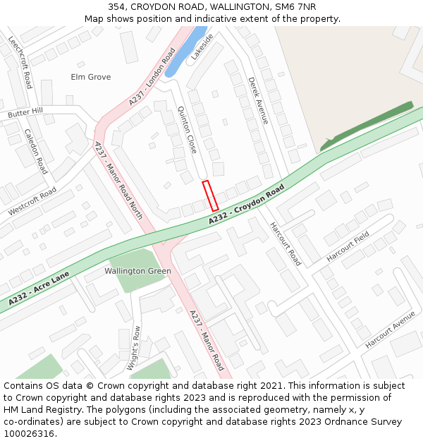 354, CROYDON ROAD, WALLINGTON, SM6 7NR: Location map and indicative extent of plot
