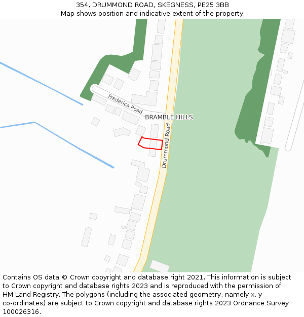 354, DRUMMOND ROAD, SKEGNESS, PE25 3BB: Location map and indicative extent of plot