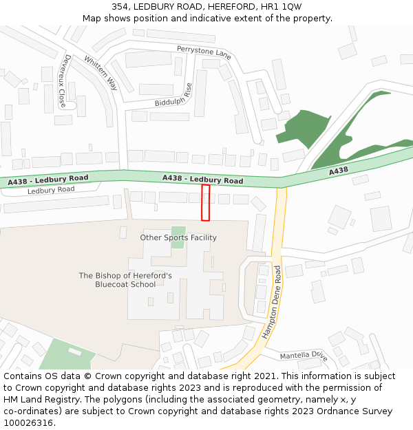 354, LEDBURY ROAD, HEREFORD, HR1 1QW: Location map and indicative extent of plot