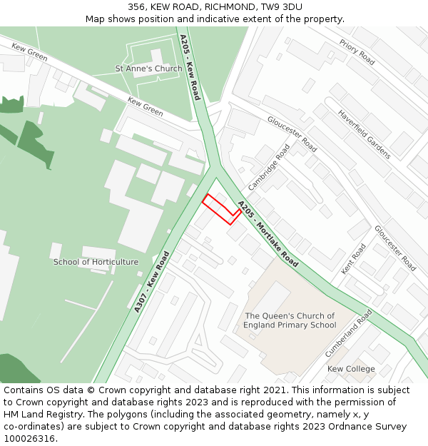 356, KEW ROAD, RICHMOND, TW9 3DU: Location map and indicative extent of plot