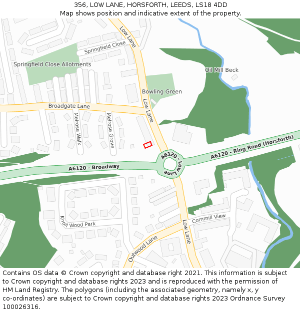 356, LOW LANE, HORSFORTH, LEEDS, LS18 4DD: Location map and indicative extent of plot