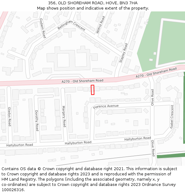 356, OLD SHOREHAM ROAD, HOVE, BN3 7HA: Location map and indicative extent of plot