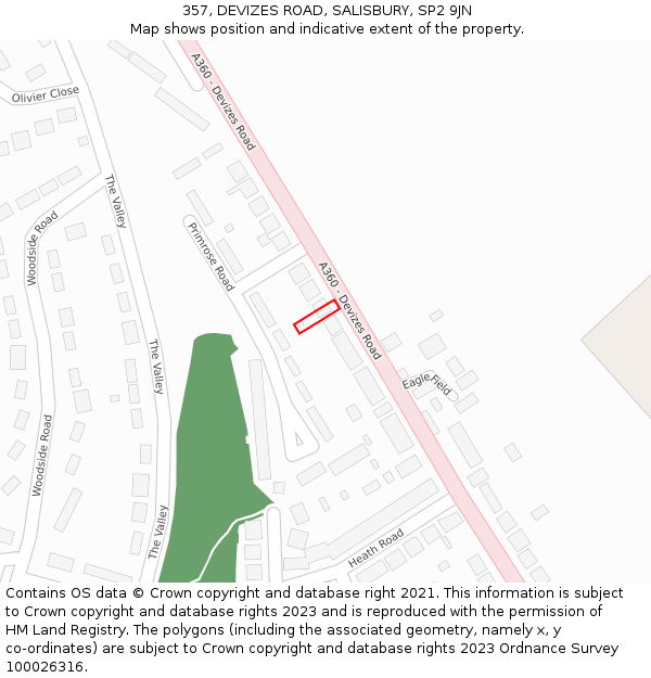 357, DEVIZES ROAD, SALISBURY, SP2 9JN: Location map and indicative extent of plot
