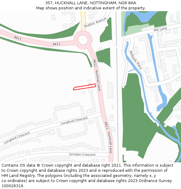 357, HUCKNALL LANE, NOTTINGHAM, NG6 8AA: Location map and indicative extent of plot