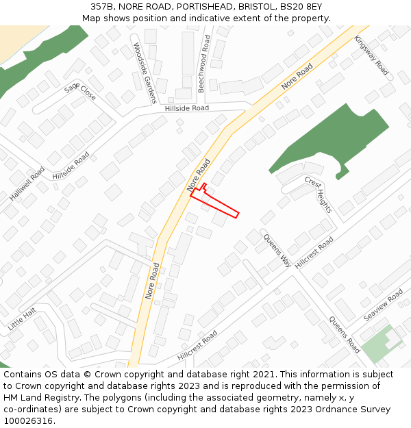357B, NORE ROAD, PORTISHEAD, BRISTOL, BS20 8EY: Location map and indicative extent of plot