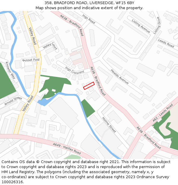 358, BRADFORD ROAD, LIVERSEDGE, WF15 6BY: Location map and indicative extent of plot