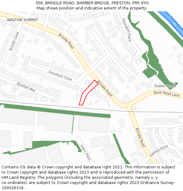 358, BRINDLE ROAD, BAMBER BRIDGE, PRESTON, PR5 6YN: Location map and indicative extent of plot