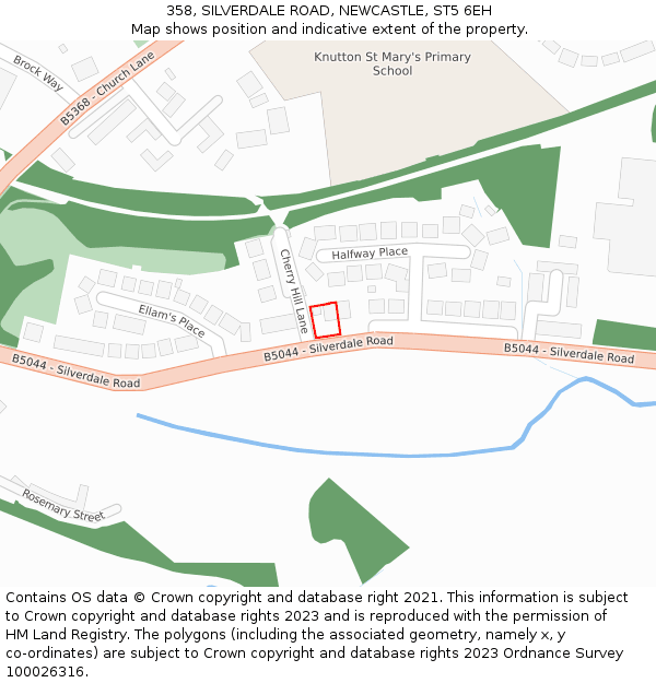 358, SILVERDALE ROAD, NEWCASTLE, ST5 6EH: Location map and indicative extent of plot