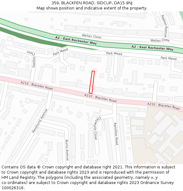 359, BLACKFEN ROAD, SIDCUP, DA15 9NJ: Location map and indicative extent of plot