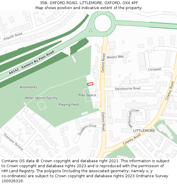 35B, OXFORD ROAD, LITTLEMORE, OXFORD, OX4 4PF: Location map and indicative extent of plot