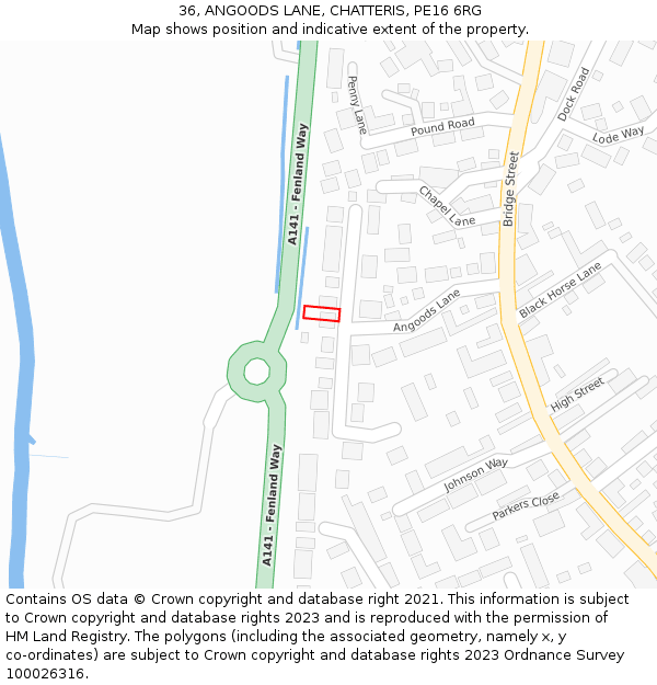 36, ANGOODS LANE, CHATTERIS, PE16 6RG: Location map and indicative extent of plot