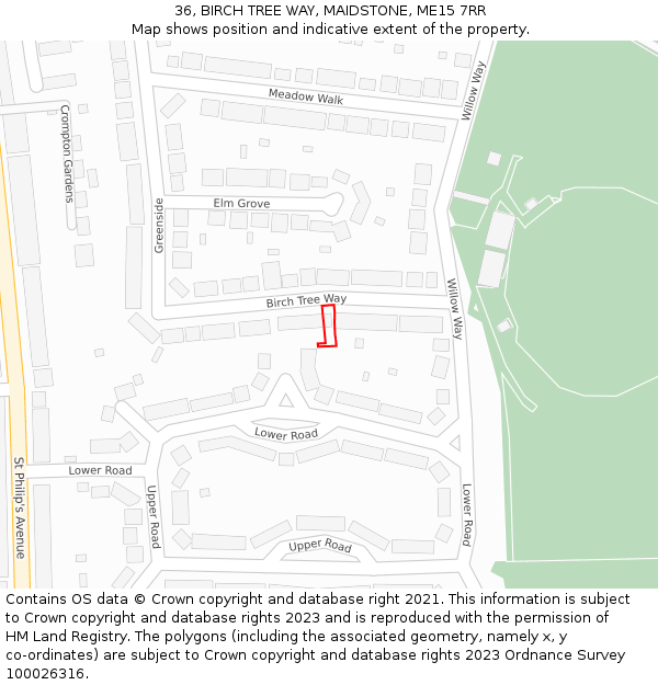 36, BIRCH TREE WAY, MAIDSTONE, ME15 7RR: Location map and indicative extent of plot