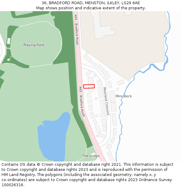 36, BRADFORD ROAD, MENSTON, ILKLEY, LS29 6AE: Location map and indicative extent of plot