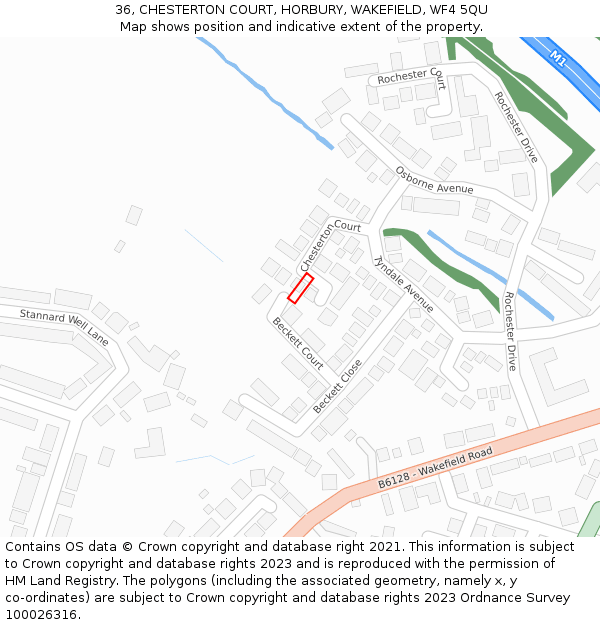 36, CHESTERTON COURT, HORBURY, WAKEFIELD, WF4 5QU: Location map and indicative extent of plot
