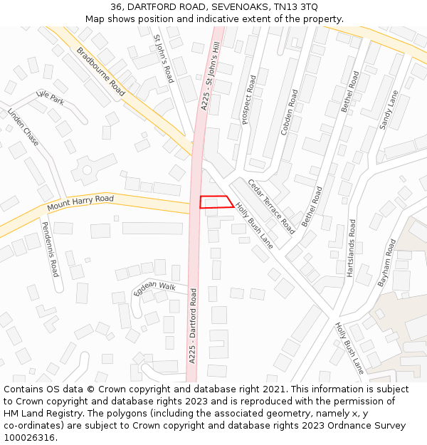 36, DARTFORD ROAD, SEVENOAKS, TN13 3TQ: Location map and indicative extent of plot