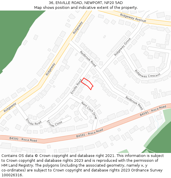36, ENVILLE ROAD, NEWPORT, NP20 5AD: Location map and indicative extent of plot