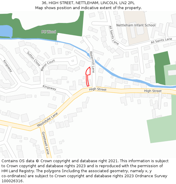 36, HIGH STREET, NETTLEHAM, LINCOLN, LN2 2PL: Location map and indicative extent of plot