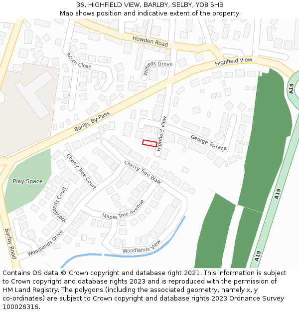 36, HIGHFIELD VIEW, BARLBY, SELBY, YO8 5HB: Location map and indicative extent of plot