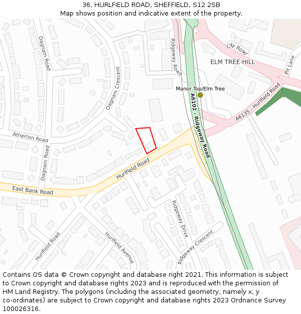 36, HURLFIELD ROAD, SHEFFIELD, S12 2SB: Location map and indicative extent of plot
