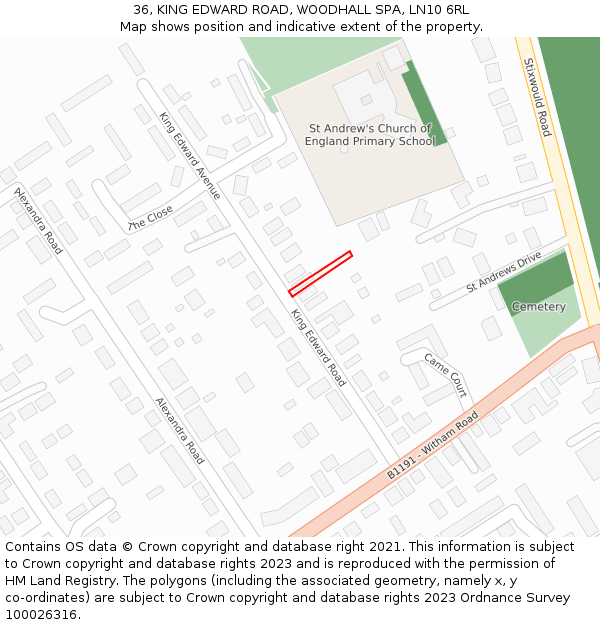36, KING EDWARD ROAD, WOODHALL SPA, LN10 6RL: Location map and indicative extent of plot